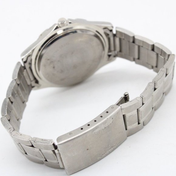 Vintage Advance Watch Mens Silver Tone Stainless Steel Classic Blue Slim Dial - Picture 7 of 8